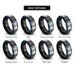 font options for inside engraving on black & blue & grey stationary bike spin rings