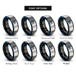font options for inside engraving on black & blue & grey stationary bike spin rings