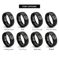 font options for inside engraving on black steak icon rings