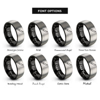 font options for inside engraving on black & gray steak knife rings