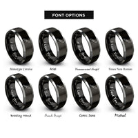 font options for inside engraving on black & grey steak knife rings