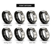 font options for inside engraving on black & gray steak knife rings