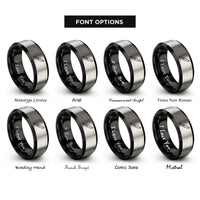 font options for inside engraving on black & grey steak knife rings