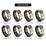 font options for inside engraving on gunmetal & silver steak knife rings