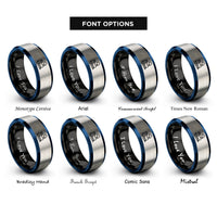 font options for inside engraving on black & blue & silver steam locomotive rings