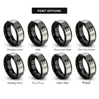 font options for inside engraving on black & silver steam locomotive rings