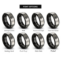 font options for inside engraving on black & gray steam locomotive front rings