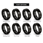 font options for inside engraving on black steam wave pattern rings
