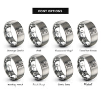 font options for inside engraving on silver steam wave pattern rings
