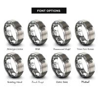 font options for inside engraving on gray steam wave pattern rings