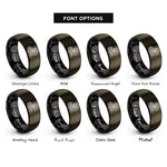 font options for inside engraving on gunmetal & black steam wave pattern rings