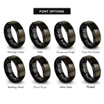 font options for inside engraving on gunmetal & black steam wave pattern rings