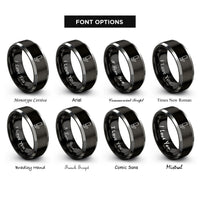 font options for inside engraving on black & grey steam whistle rings