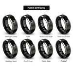 font options for inside engraving on black & grey steaming mug rings