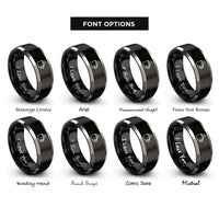 font options for inside engraving on black & grey steaming mug rings