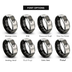 font options for inside engraving on black & silver steaming mug rings