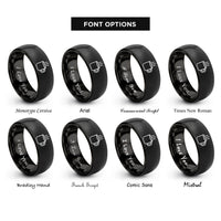 font options for inside engraving on black steaming mug rings