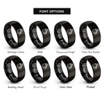 font options for inside engraving on black steaming mug rings