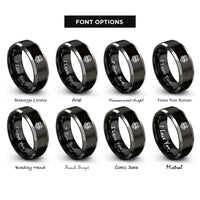 font options for inside engraving on black & grey steampunk skull goggles rings