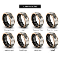 font options for inside engraving on black & rose gold & gray steampunk skull goggles rings