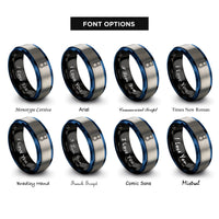 font options for inside engraving on black & blue & grey steel gong rings
