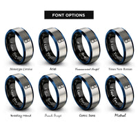 font options for inside engraving on black & blue & grey steel gong rings