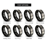 font options for inside engraving on black & silver steel toe boot rings