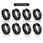 font options for inside engraving on black & grey steel toe boot rings