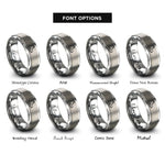 font options for inside engraving on gray steel toe boot rings