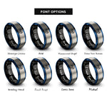 font options for inside engraving on black & blue & grey steering wheel rings