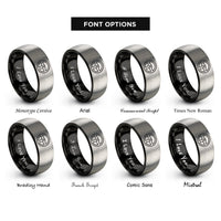 font options for inside engraving on black & gray steering wheel rings