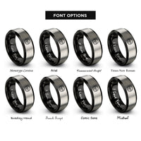 font options for inside engraving on black & silver steering wheel rings