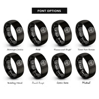 font options for inside engraving on black steering wheel rings