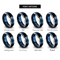 font options for inside engraving on blue & gray steering wheel rings