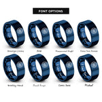 font options for inside engraving on blue steering wheel controller rings