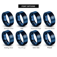 font options for inside engraving on blue steering wheel controller rings