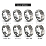 font options for inside engraving on silver steering wheel controller rings