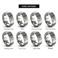 font options for inside engraving on silver steering wheel controller rings