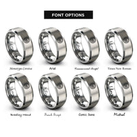 font options for inside engraving on silver steering wheel controller rings