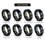 font options for inside engraving on gunmetal & blue steering wheel controller rings
