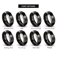 font options for inside engraving on black & silver stenograph machine rings