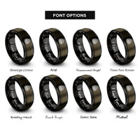 font options for inside engraving on gunmetal & black stenograph machine rings