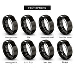 font options for inside engraving on black & grey stepdaughter heart rings