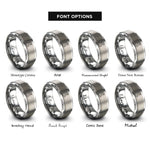 font options for inside engraving on gray stepdaughter heart rings