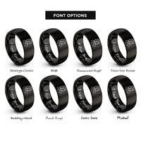 font options for inside engraving on black stepmom heart rings