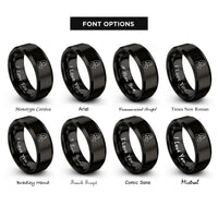 font options for inside engraving on black stepmom heart rings
