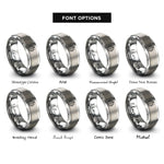 font options for inside engraving on silver stepper motor rings