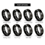 font options for inside engraving on black & silver steps peak rings