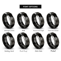 font options for inside engraving on black & silver steps peak rings