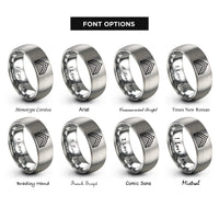 font options for inside engraving on silver steps peak rings